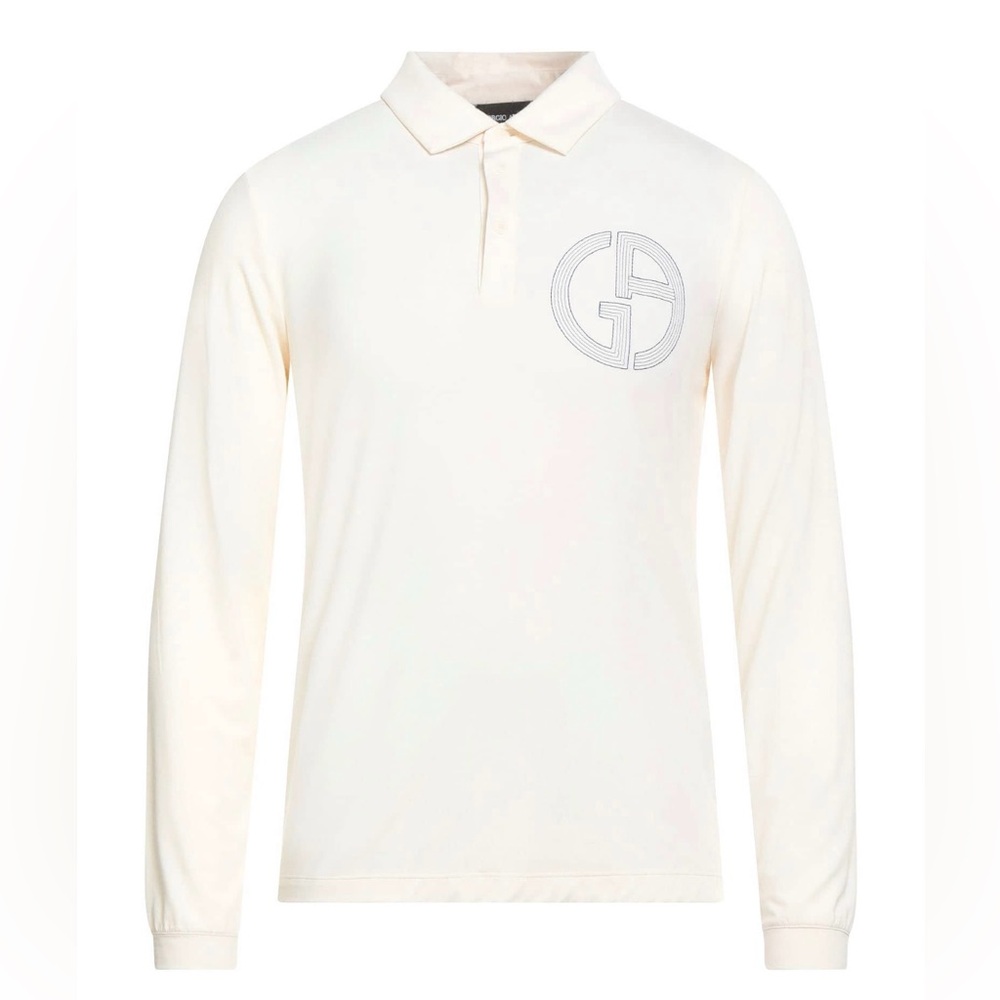 Giorgio Armani Off-White Long Sleeve Polo Shirt